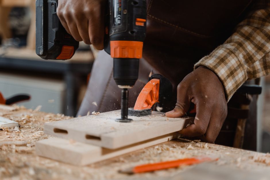Woodworking cabinet maker crafting custom pieces